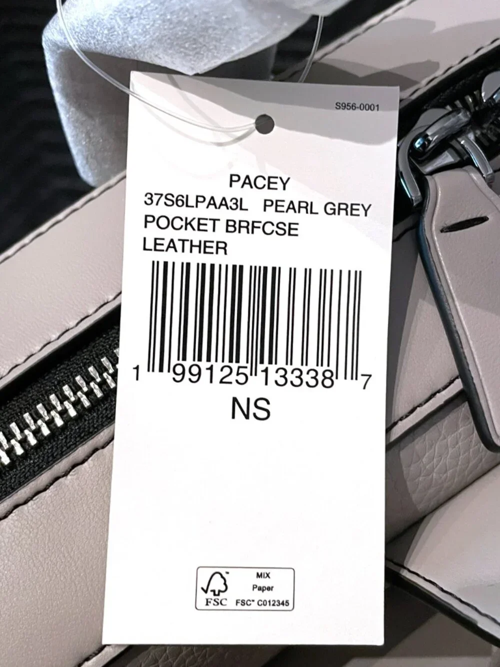 NEW Michael Kors Pacey Medium Pebbled Leather Pocket Briefcase – Pearl Grey